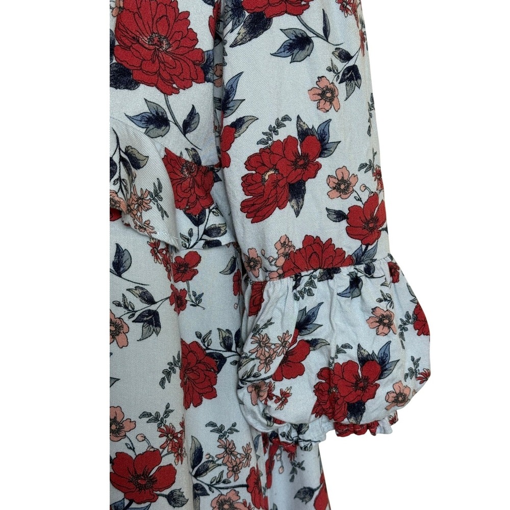 American Eagle Floral Mini Dress Size S Pale Blue Floral Babydoll Y2K Cottage - Picture 7 of 16